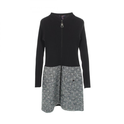 ルイ・ヴィトン LOUIS VUITTON モノグラム ニット ツイード 切替 ワンピース 衣料品 トップス ナイロン ウール グレー レディース ブラック系 / グレー系 【中古】