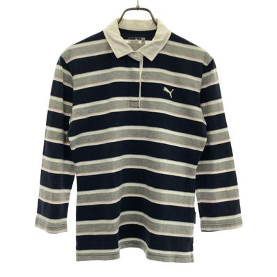 PUMA プーマ ボーダー 7分袖 ポロシャツ