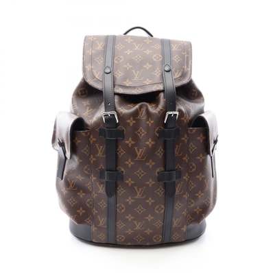 ルイ・ヴィトン LOUIS VUITTON クリストファー MM リュックサック バックパック バッグ PVCコーティングキャンバス レザー モノグラム・マカサー メンズ ブラウン系 / ブラック系 M43735 【中古】