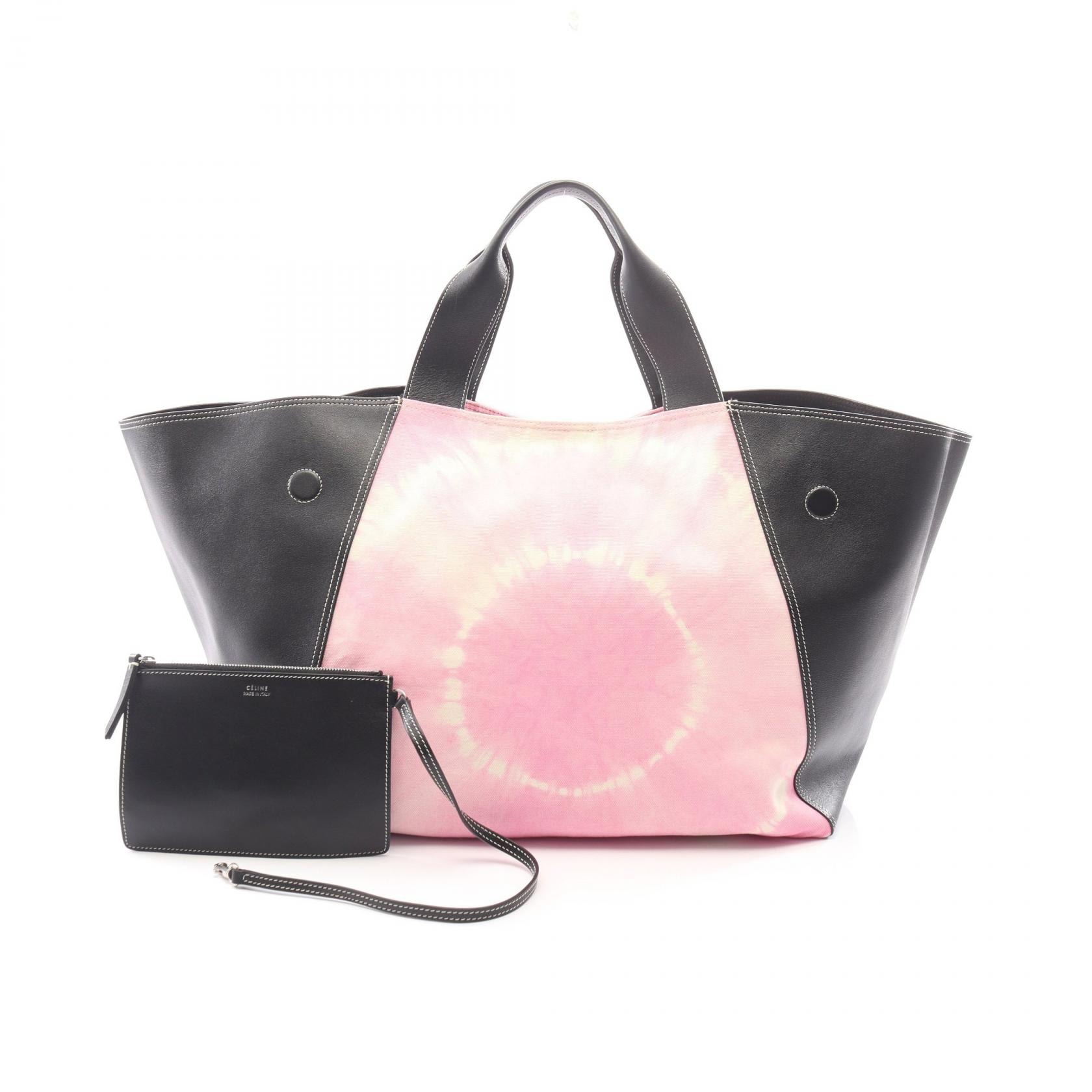 セリーヌ CELINE タイダイ トートバッグ バッグ キャンバス レザー レディース ブラック系 / ピンク系 / ホワイト系 【中古】