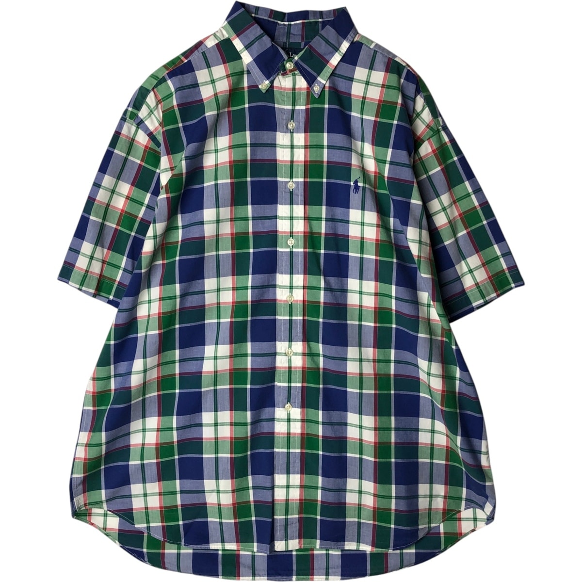 古着 ラルフローレン Ralph Lauren BLAKE 半袖 ボタンダウン チェックシャツ メンズXL相当/eaa477601