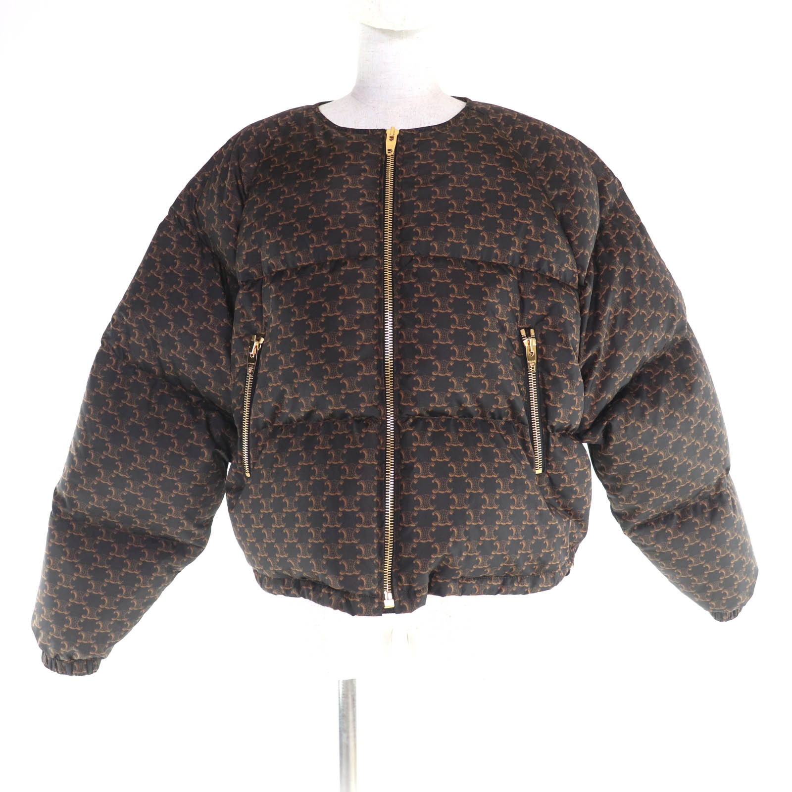 極美品 セリーヌ ダウンジャケット 茶 レディース 40 2W782344N