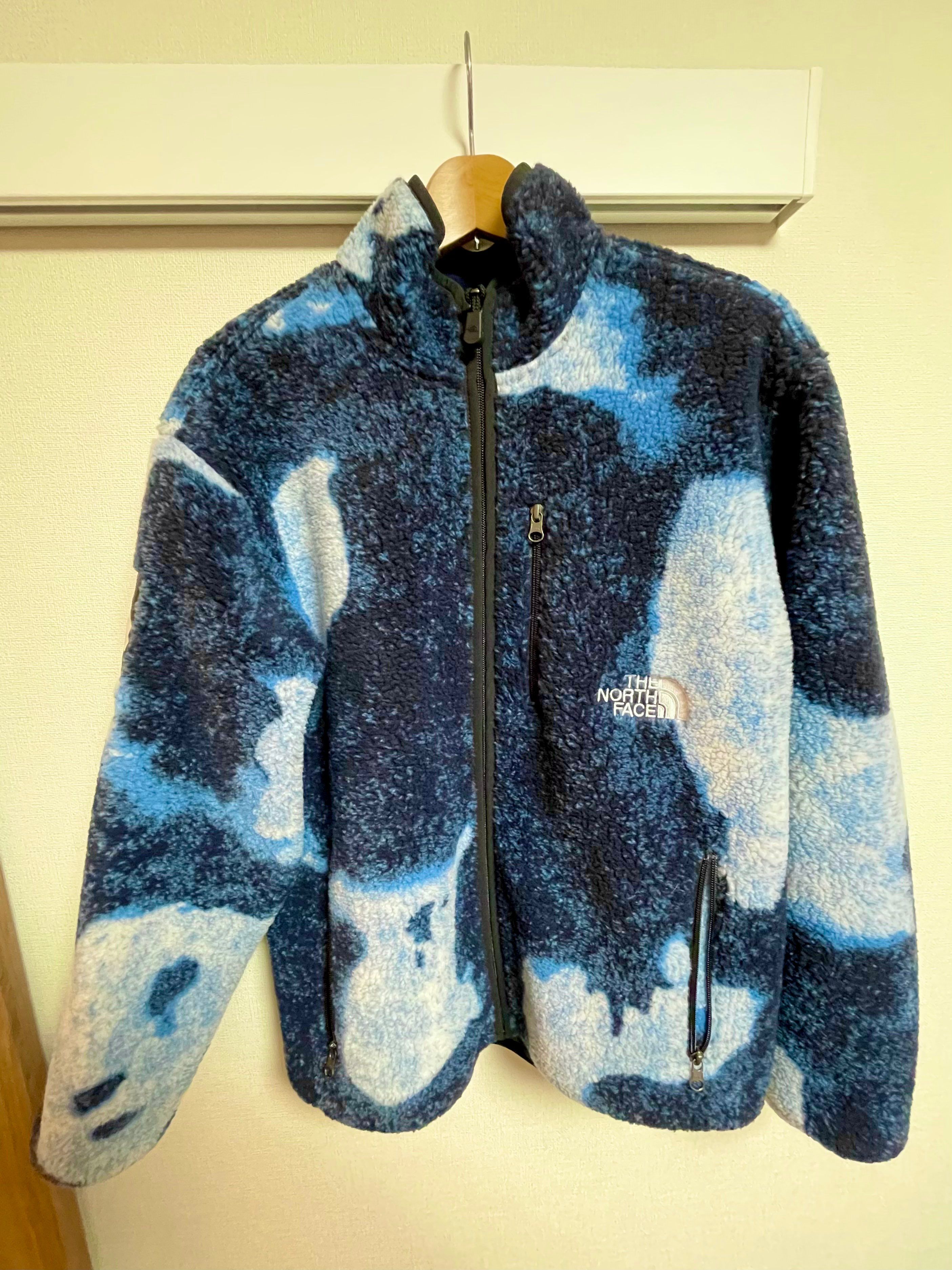 Supreme x The North Face Bleached Denim Print Fleece Jacket "Indigo"