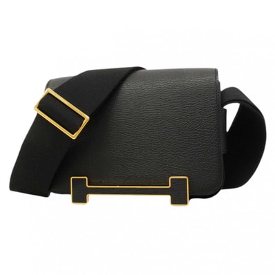 【6dd4043】エルメス ショルダーバッグ ゲタ シェーブル ブラック ゴールド金具 U刻印【中古】レディース