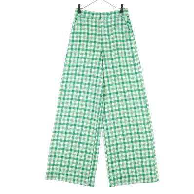 美品 ZARA ザラ チェック柄 ワイドパンツ XS グリーン
