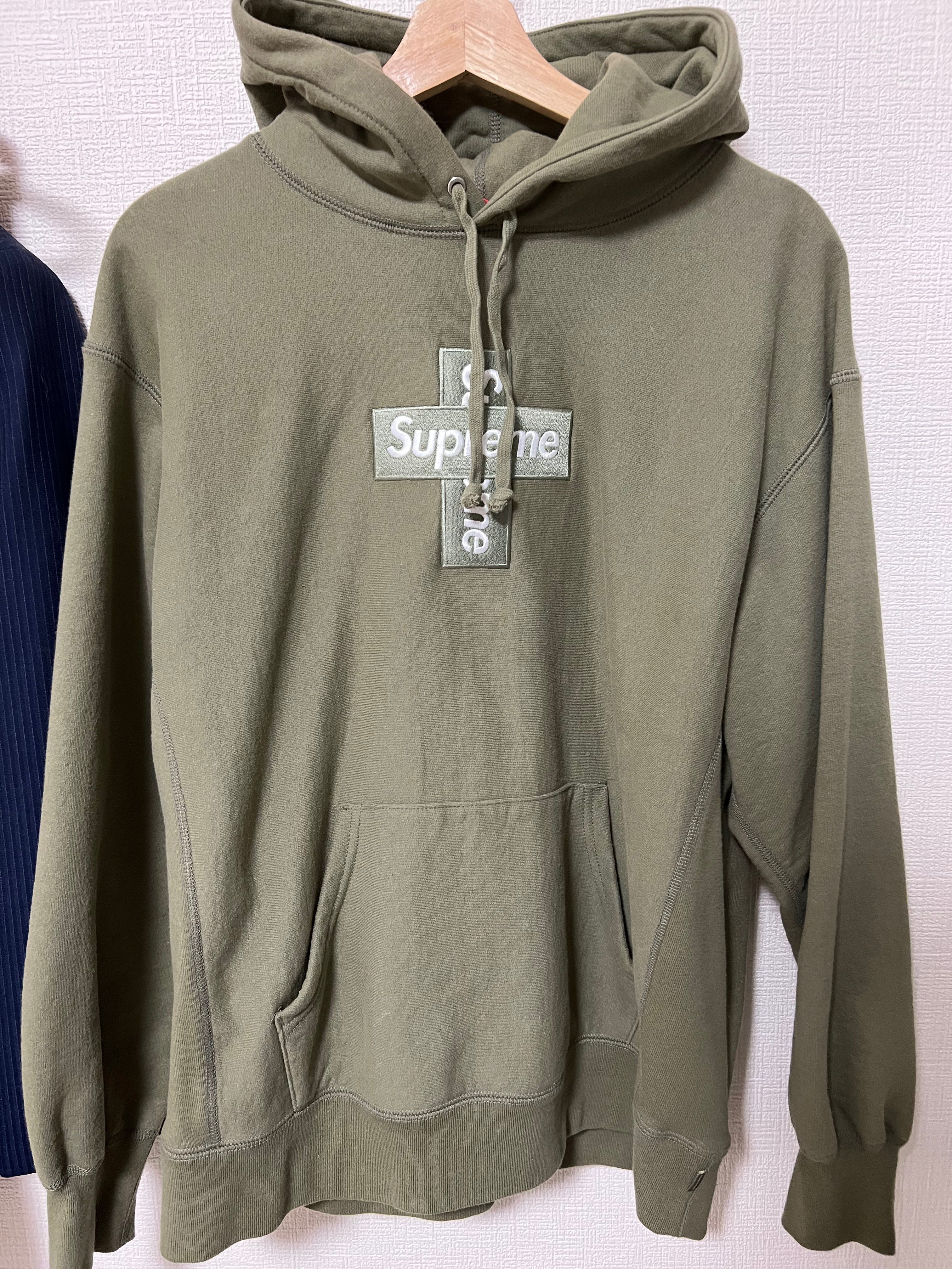 Supreme Cross Box Logo Hooded Sweatshirt "Light Olive"
