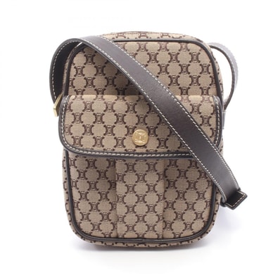 セリーヌ CELINE マカダム ショルダーバッグ バッグ キャンバス レザー レディース ベージュ系 / ブラウン系 【中古】