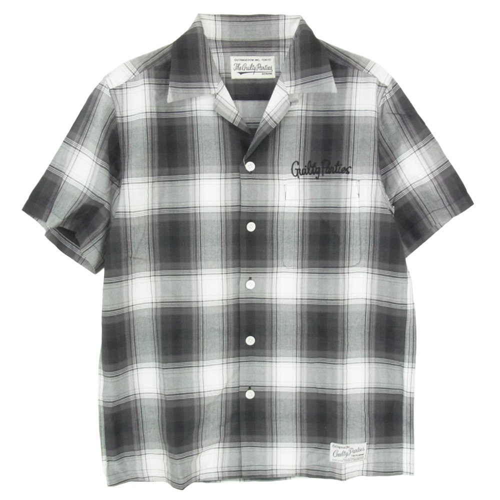 WACKO MARIA ワコマリア 12SS 12SS-OMB-17 ロゴ刺繍 オンブレ チェック レーヨン オープンカラー 半袖 シャツ ブラック系 S【中古】