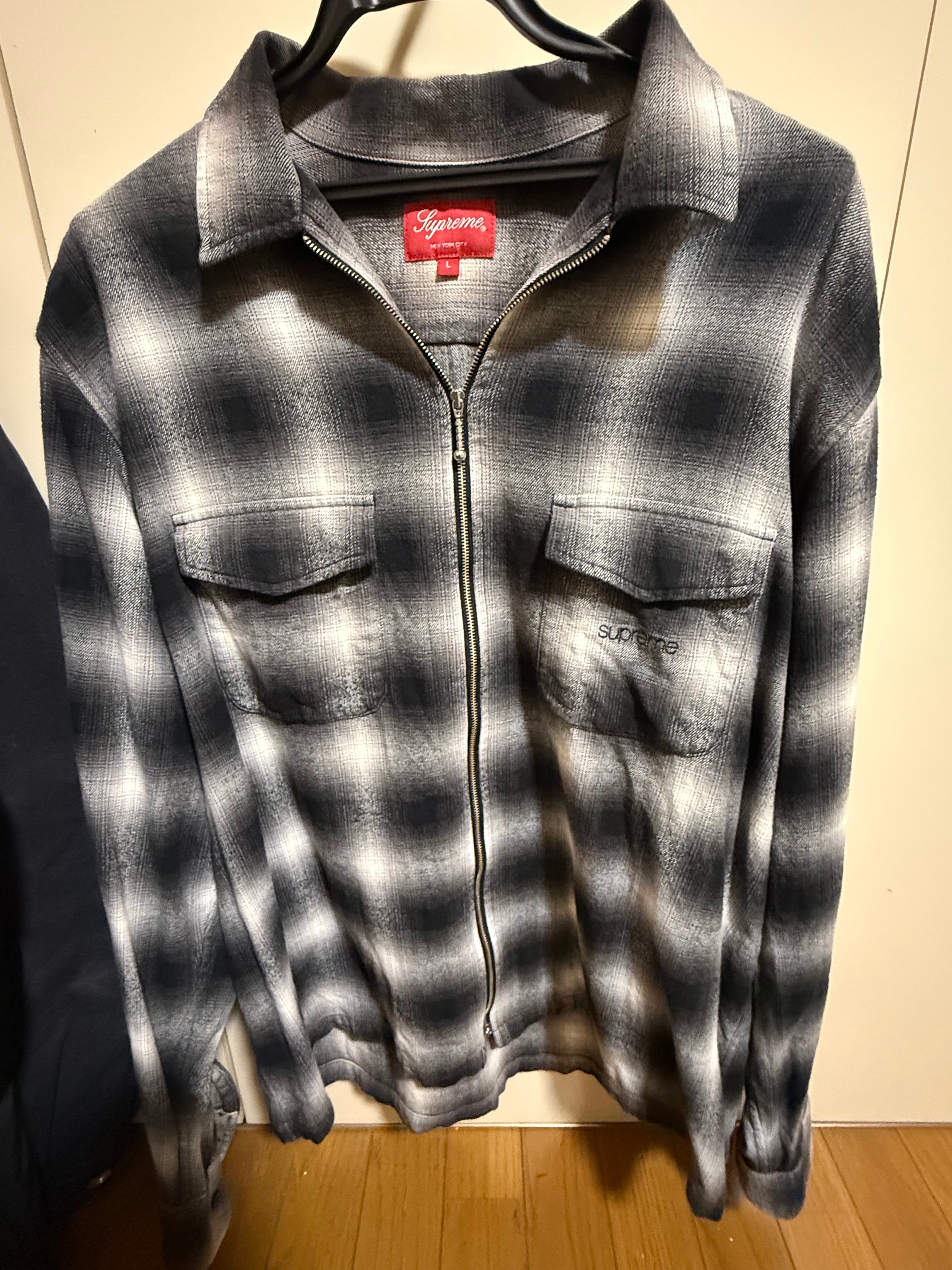 Supreme Shadow Plaid Flannel Zip Up Shirt "Black"
