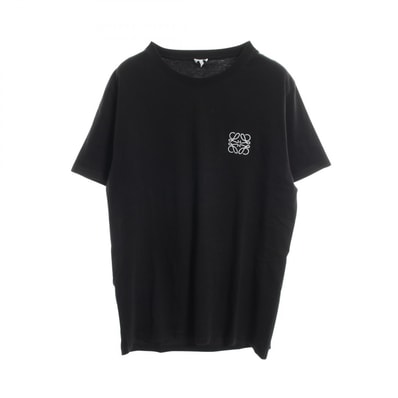 ロエベ LOEWE アナグラム刺繍 クルーネック 半袖Tシャツ 衣料品 トップス コットン メンズ ブラック系 【中古】