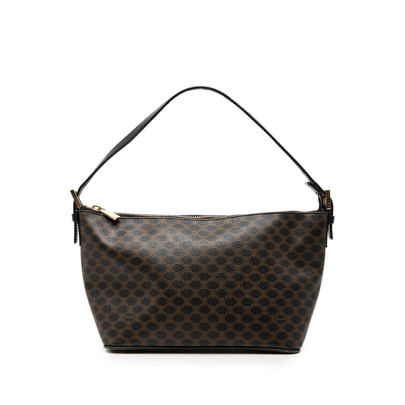 セリーヌ マカダム ハンドバッグ ショルダーバッグ CE00/23 ブラック PVC レザー レディース CELINE 【中古】