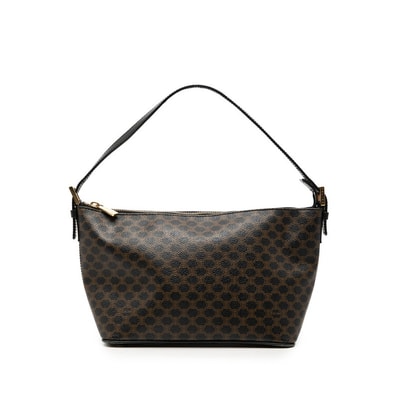 セリーヌ マカダム ハンドバッグ ショルダーバッグ CE00/23 ブラック PVC レザー レディース CELINE 【中古】