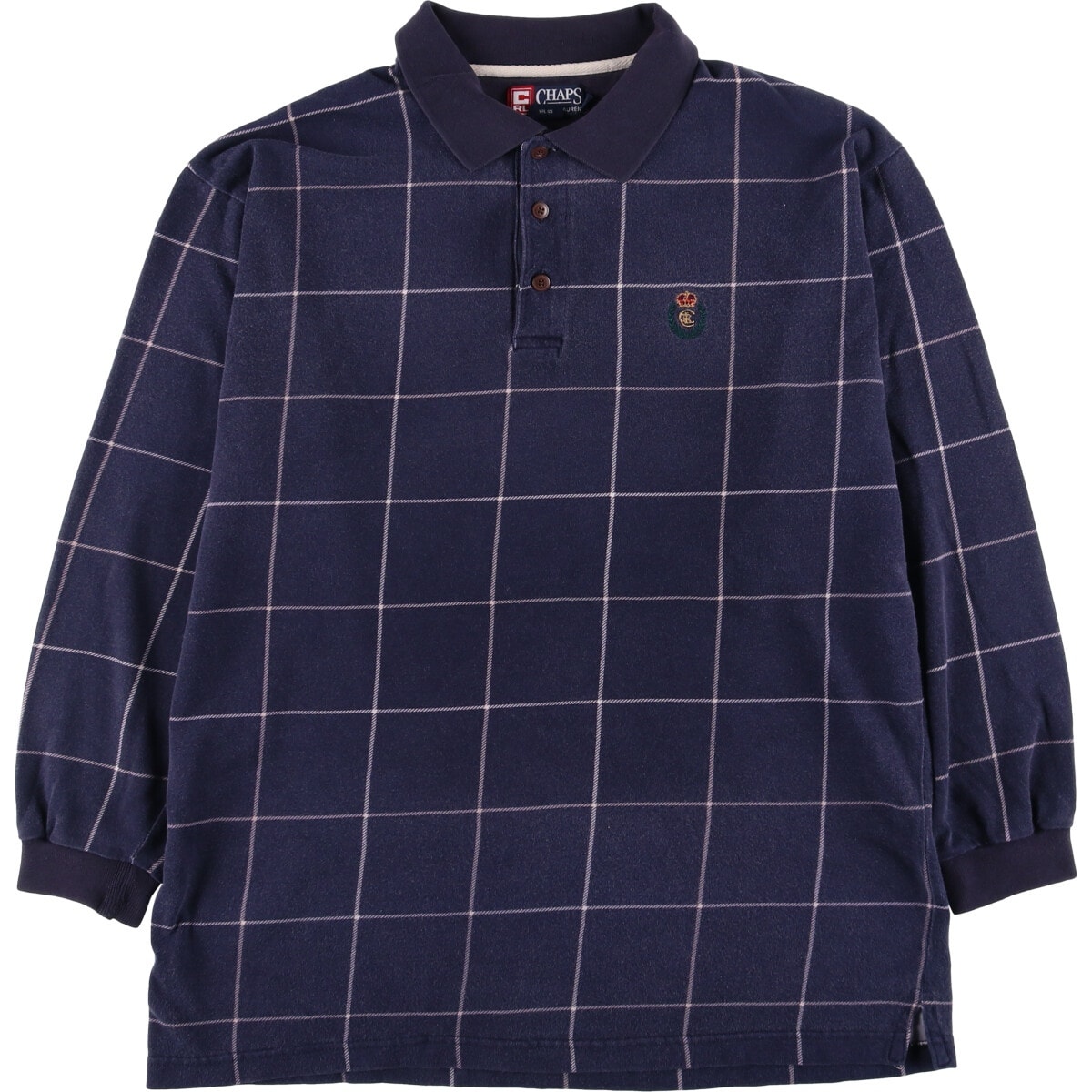 古着 90年代 ラルフローレン Ralph Lauren CHAPS チャップス 長袖 チェック ポロシャツ メンズXL相当 ヴィンテージ/eaa577757