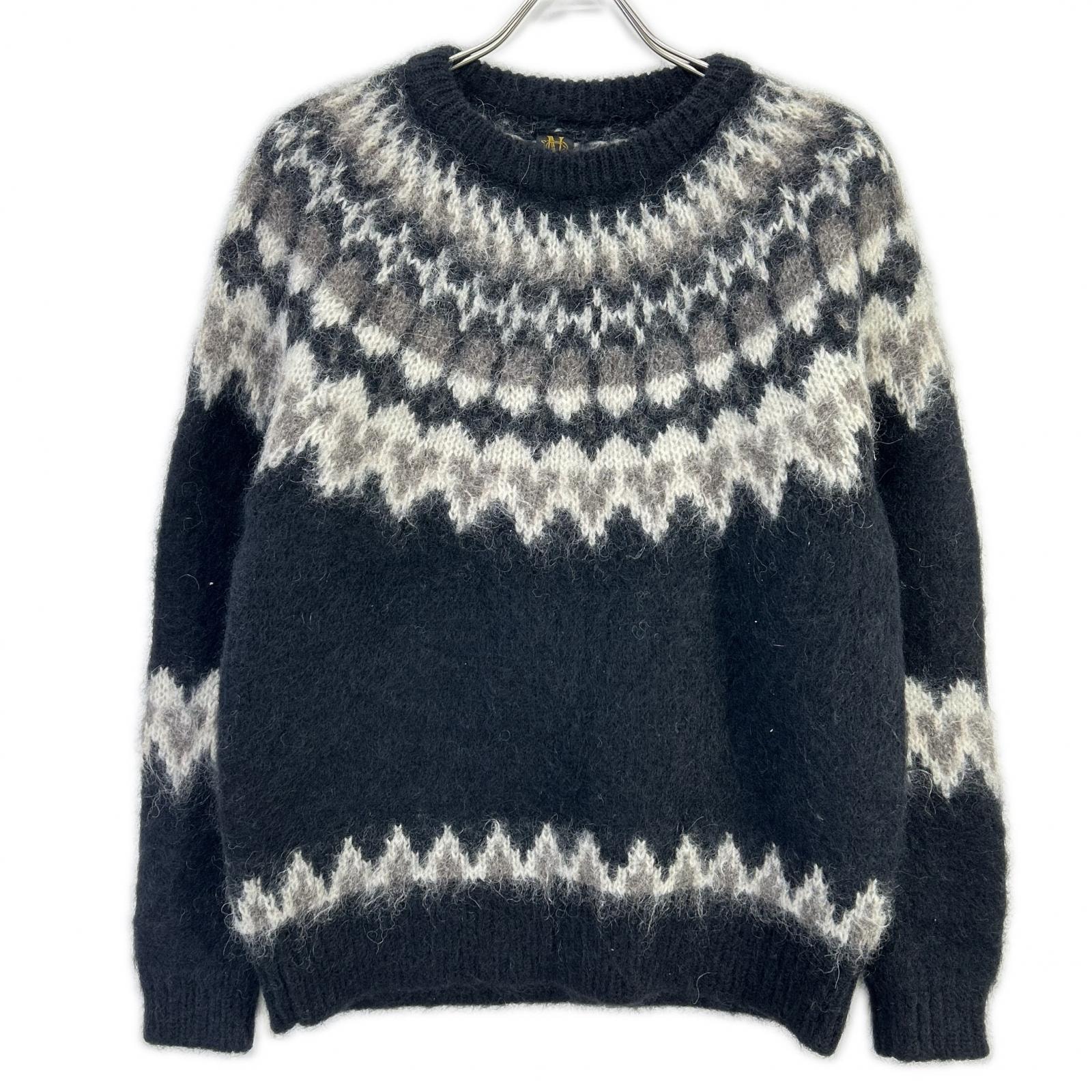 バトナー BN-19FM-046 ブラック MOHAIR NORDIC CREW NECK ノルディック柄ニットプルオーバー 1