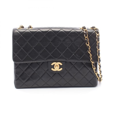 シャネル CHANEL デカマトラッセ30 シングルフラップ ショルダーバッグ バッグ ラムスキン(羊革) レディース ブラック系 【中古】