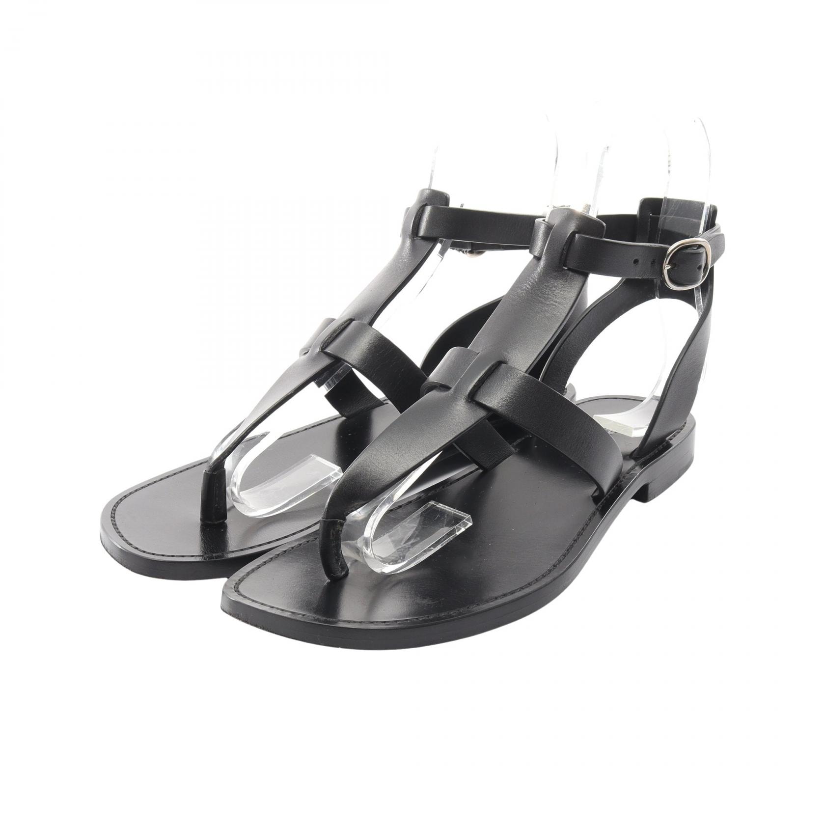 セリーヌ CELINE アンクルストラップ サンダル 靴 レザー レディース ブラック系 【中古】
