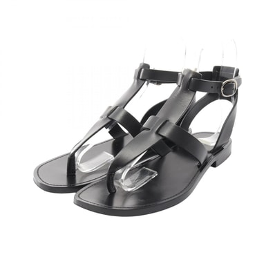 セリーヌ CELINE アンクルストラップ サンダル 靴 レザー レディース ブラック系 【中古】