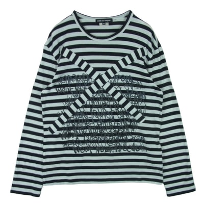 COMME des GARCONS コムデギャルソン PK-T067 AD2012 本ライン クロス ボーダー ラメ プリント 長袖 カットソー ブラック系 ホワイト系 M【中古】