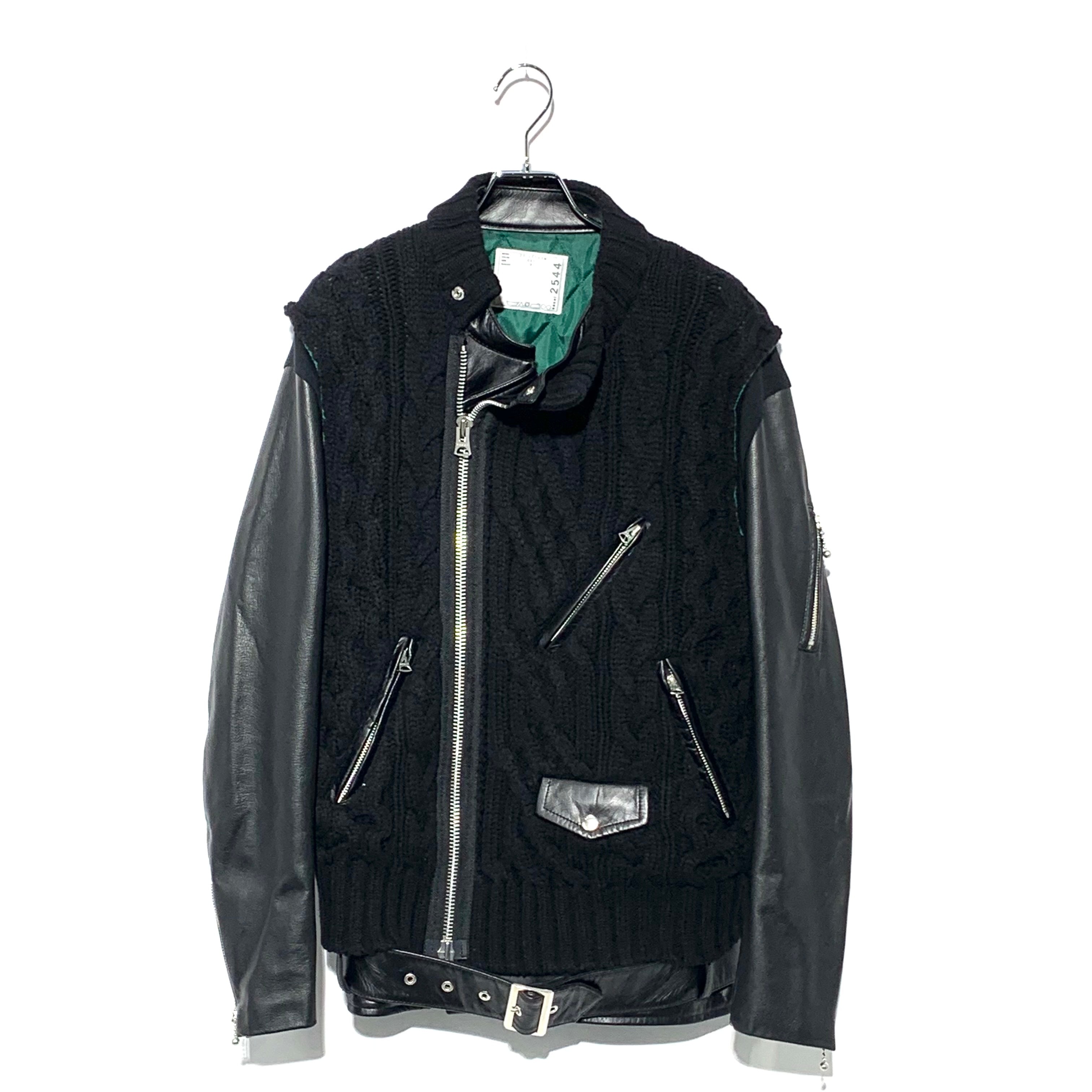 sacai x UNDERCOVER 20th Anniversary Knit-panelled Riders Jacket "Black"
