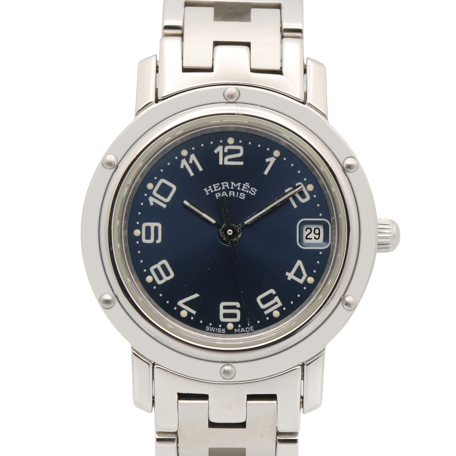エルメス HERMES クリッパー 腕時計 時計 ステンレススチール レディース ブルー系 CL4.210 【中古】