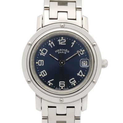 エルメス HERMES クリッパー 腕時計 時計 ステンレススチール レディース ブルー系 CL4.210 【中古】