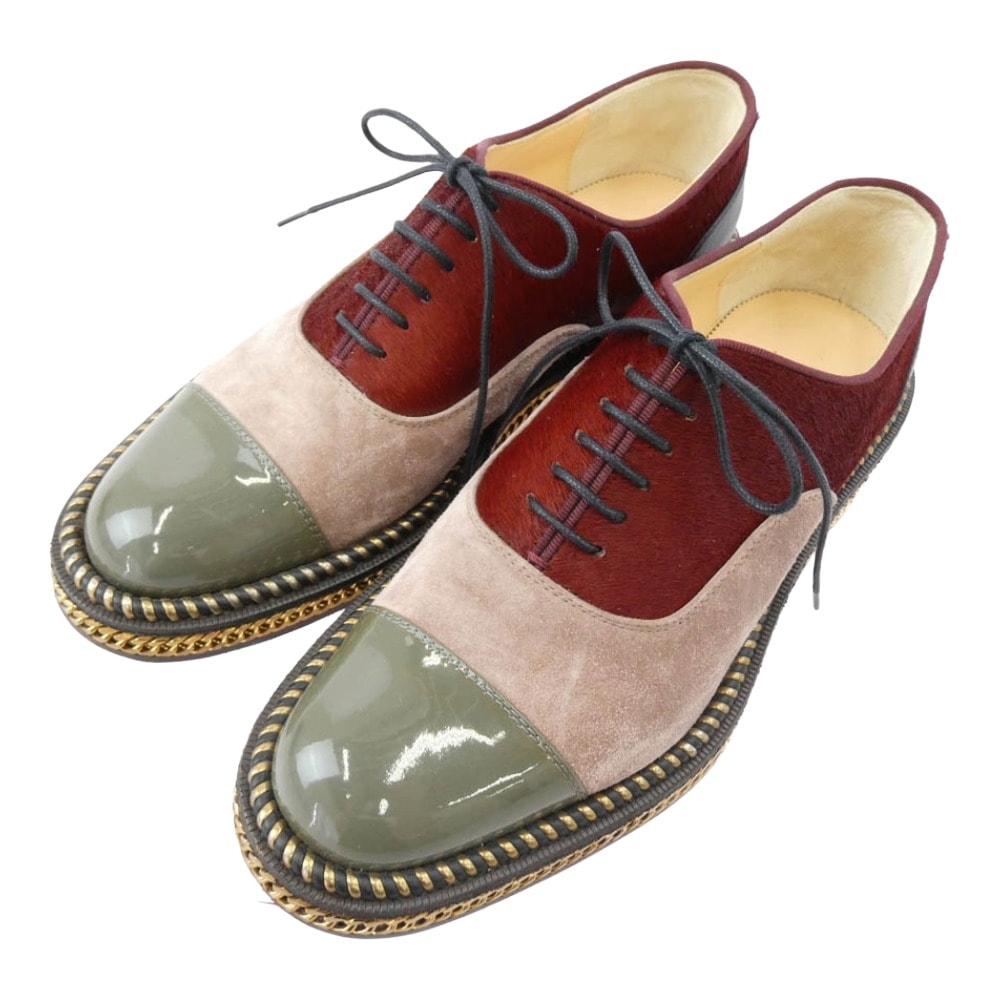 Christian Louboutin クリスチャンルブタン その他靴 DECHANE 異素材切替 スエード ハラコ オックスフォード レースアップ シューズ 35.5【美品】【中古】