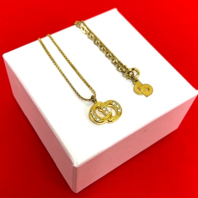 Christian Dior ディオール CD ロゴ モチーフ GP ラインストーン ネックレス ゴールド
39535