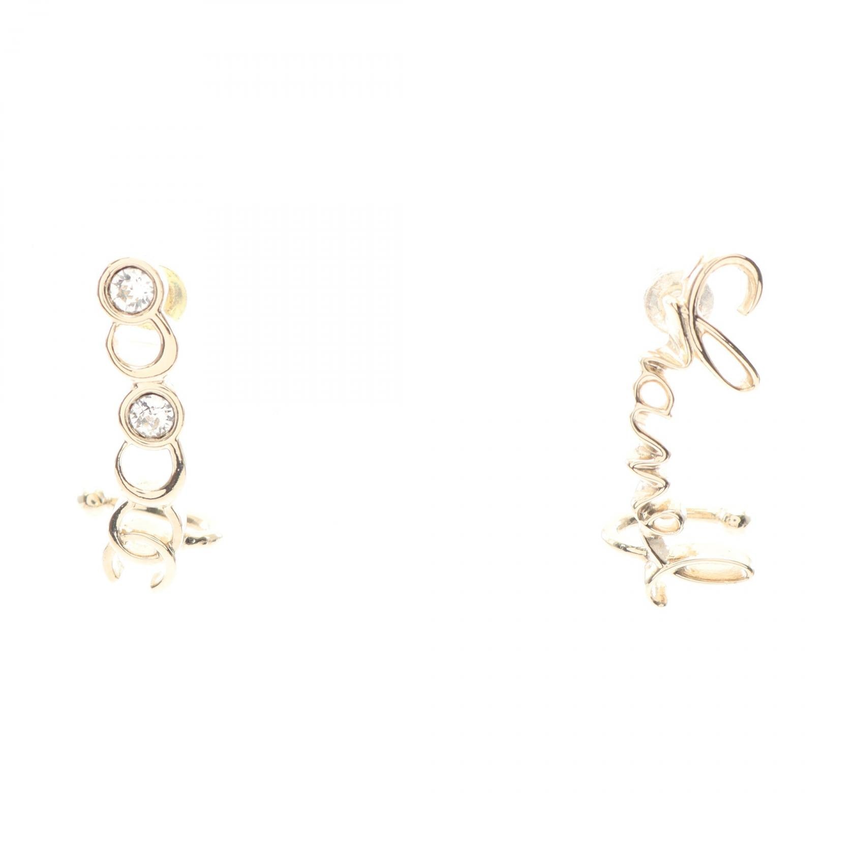 シャネル CHANEL ココマーク ロゴ ピアス ジュエリー GP(ゴールドメッキ) ラインストーン レディース ゴールド系 / クリア系 【中古】