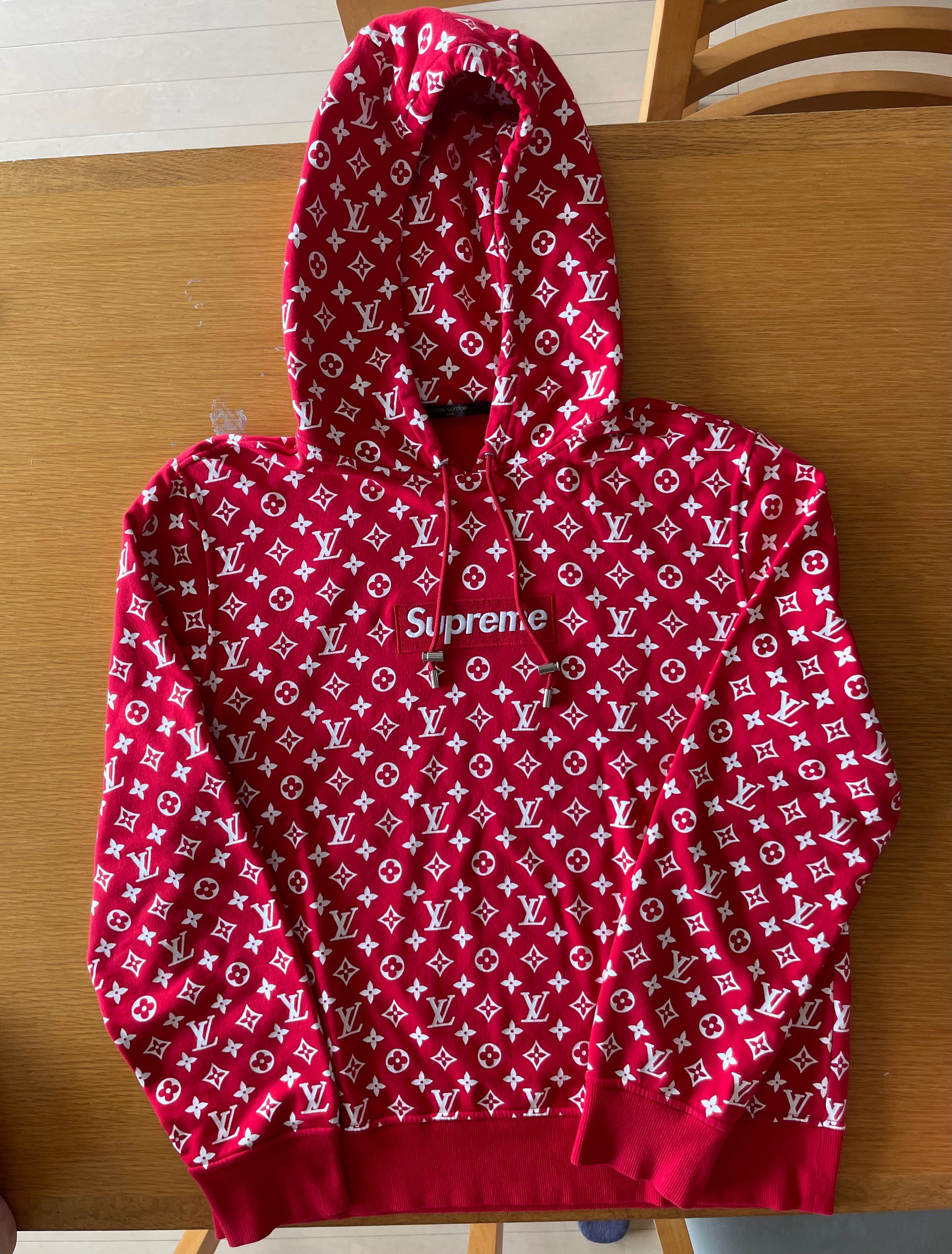 Supreme / Louis Vuitton Box Logo Hooded Sweatshirt "Red"
