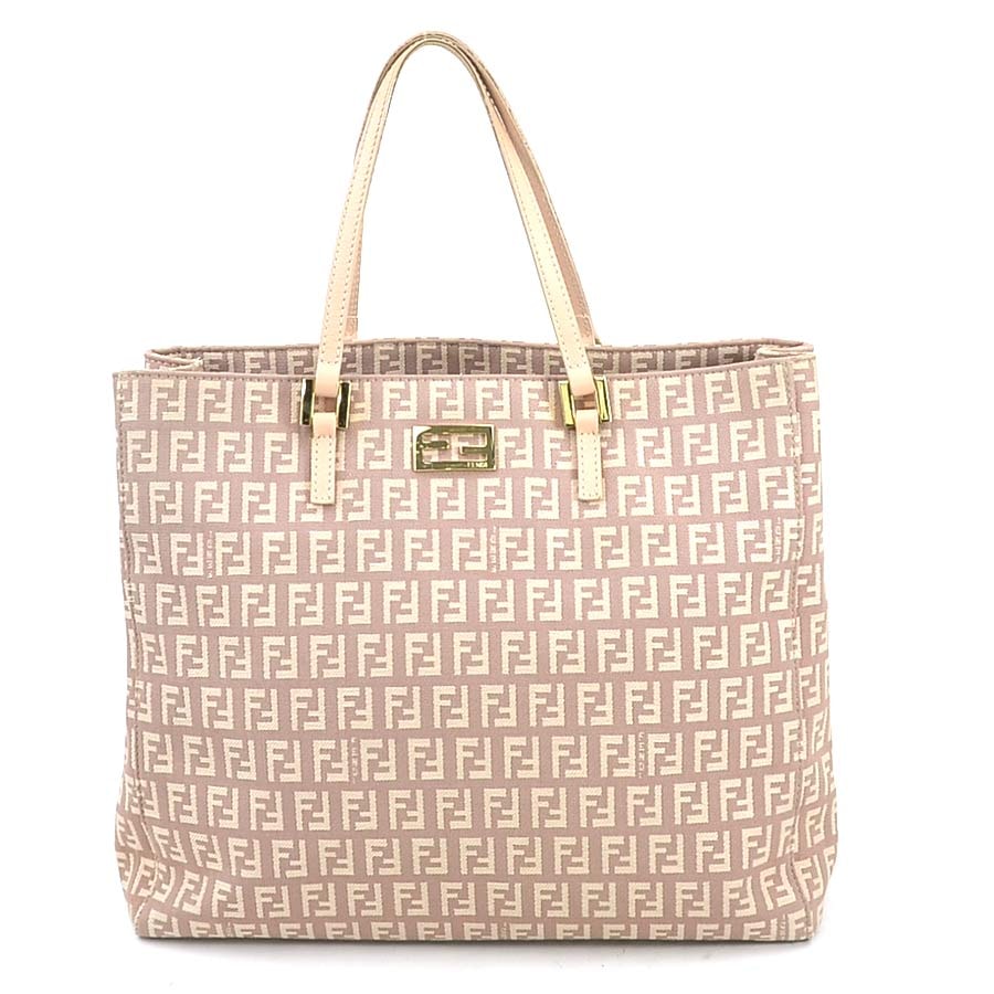 フェンディ FENDI ハンドバッグ ズッキーノ キャンバス/レザー ピンクベージュ レディース 2111.8BH133【中古】 e60473a