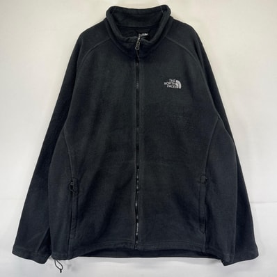 古着 ザ・ノースフェイス THE NORTH FACE フリース ジャケット フルジップ ワンポイントロゴ 大きいサイズ 2XL ブラック系 メンズ
