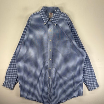 古着 ブルックスブラザーズ Brooks Brothers 長袖シャツ ボタンダウン 1818 ブルー系 チェック メンズ