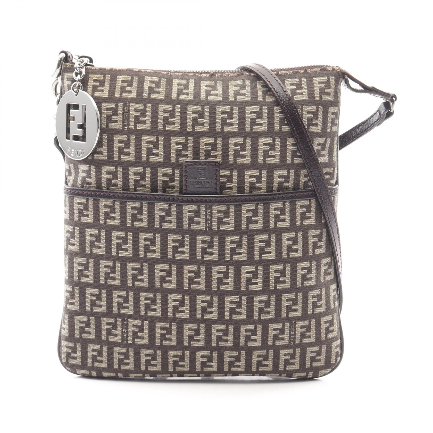 フェンディ FENDI ズッキーノ ショルダーバッグ バッグ キャンバス レザー レディース ブラウン系 8BT150 【中古】