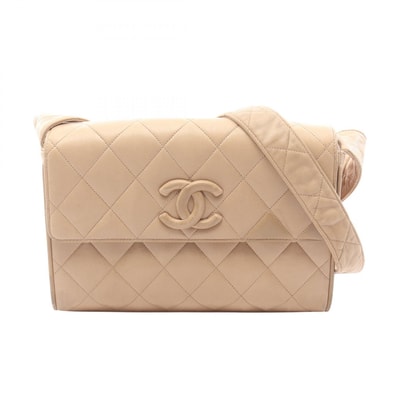 シャネル CHANEL マトラッセ ショルダーバッグ バッグ ラムスキン(羊革) レディース ベージュ系 【中古】