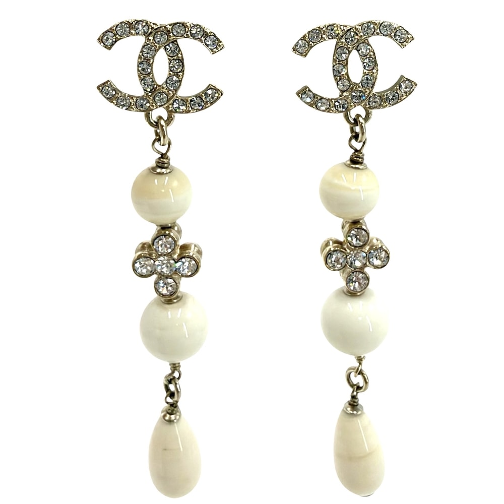 CHANEL シャネル ピアス ココマーク アクセサリー GP ラインストーン C23A レディース 約13.3g 2023年【中古品】