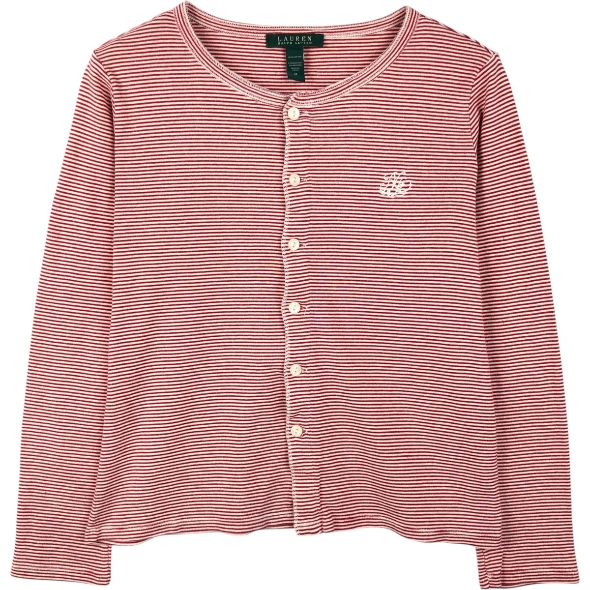 古着 ラルフローレン Ralph Lauren LAUREN ローレン ボーダー柄 コットンニットカーディガン レディースM相当/eaa652764
