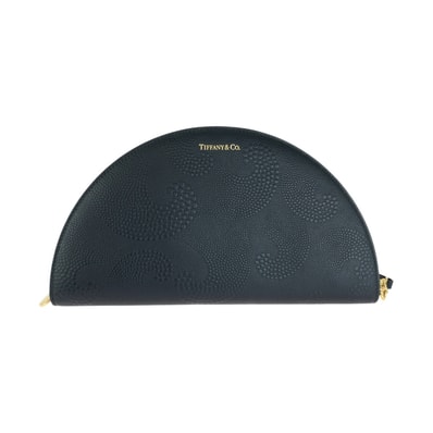 美品 TIFFANY&Co. ティファニー ハーフムーン ブラック 黒 ゴールド金具 レザー 長財布 ロングウォレット 1-0249922 【中古】