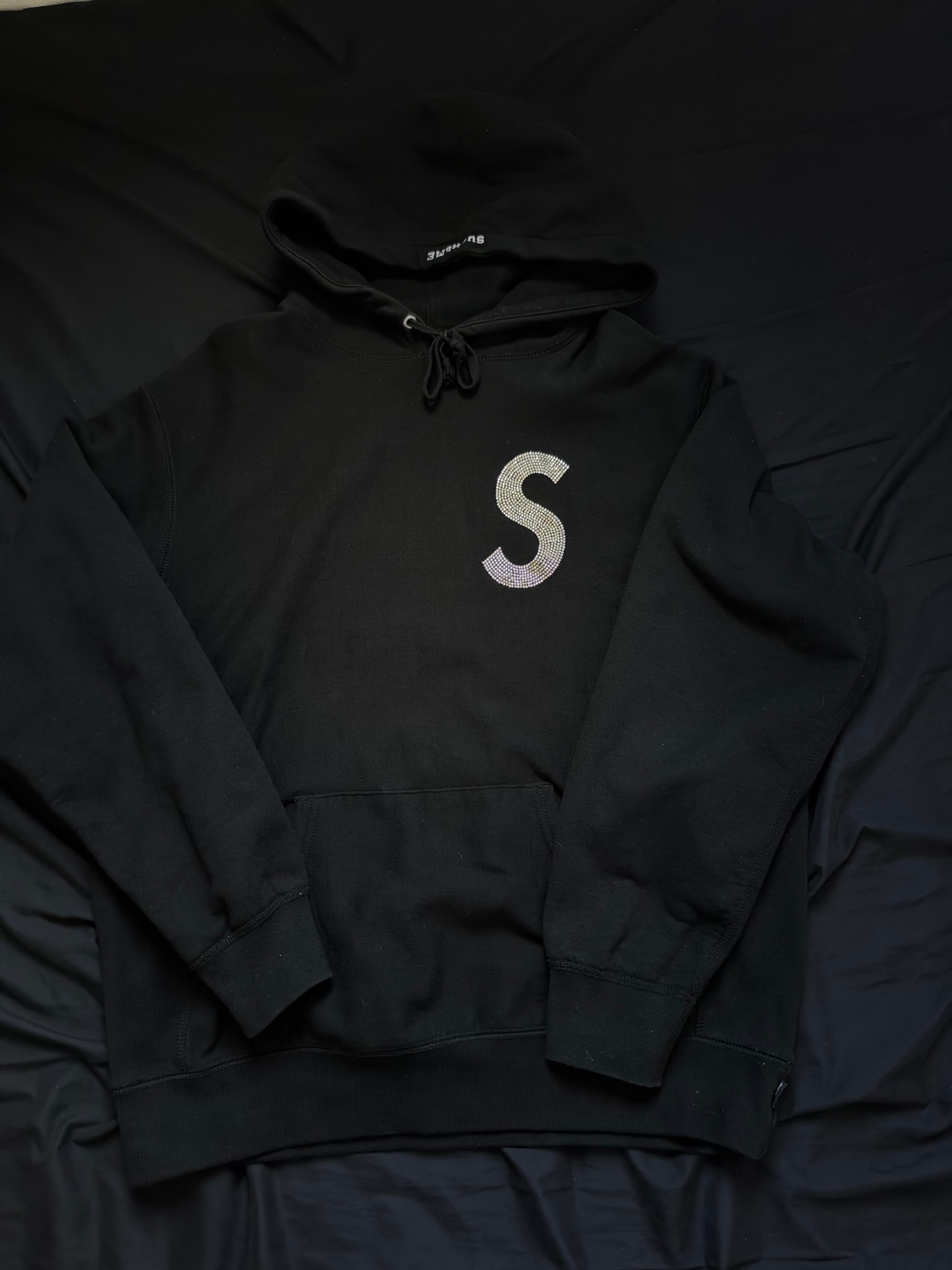Supreme x Swarovski S Logo Hooded Sweatshirt "Black"