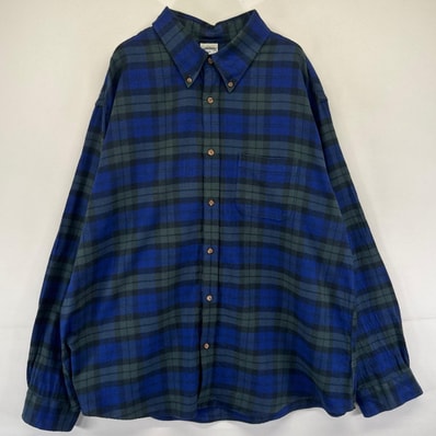 古着 ブルックスブラザーズ Brooks Brothers 長袖シャツ ボタンダウン 1818 ネルシャツ 大きいサイズ 2XL ネイビー系 チェック メンズ
