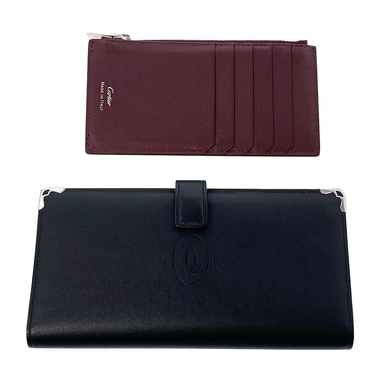 CARTIER カルティエ 二つ折り 長財布 L3001759 レザー ブラック ブラウン  メンズ【中古】