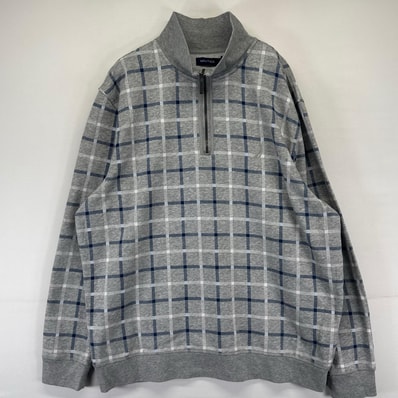 古着 ノーティカ NAUTICA スウェット ハーフジップ トレーナー プルオーバー ワンポイントロゴ 2XL グレー系 チェック メンズ
