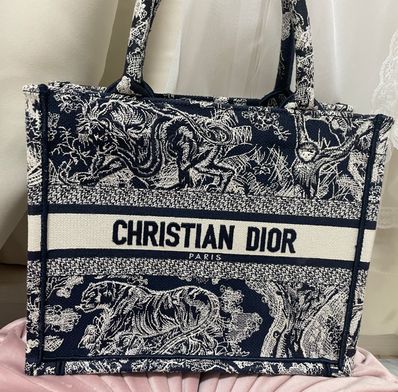 Dior Book Tote Small Bag Reverse Towal De Juy Embroidery "Blue"