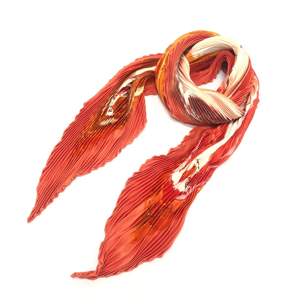 エルメス HERMES Smiles in Third millenary 三千年紀の微笑 プリーツスカーフ プリーツ・カレ プリーツ スカーフ シルク オレンジ