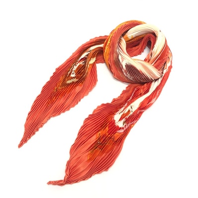 エルメス HERMES Smiles in Third millenary 三千年紀の微笑 プリーツスカーフ プリーツ・カレ プリーツ スカーフ シルク オレンジ