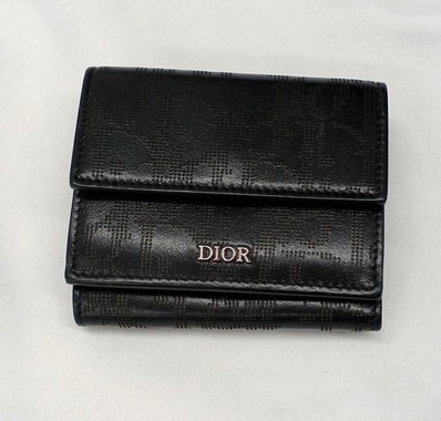 Dior Three Folded Wallet Dior Oblique Galaxy Leather "Black"