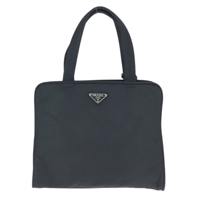 美品 PRADA プラダ テスート 三角ロゴプレート ブラック 黒 シルバー金具 ナイロン トートバッグ ハンドバッグ 600713 【中古】