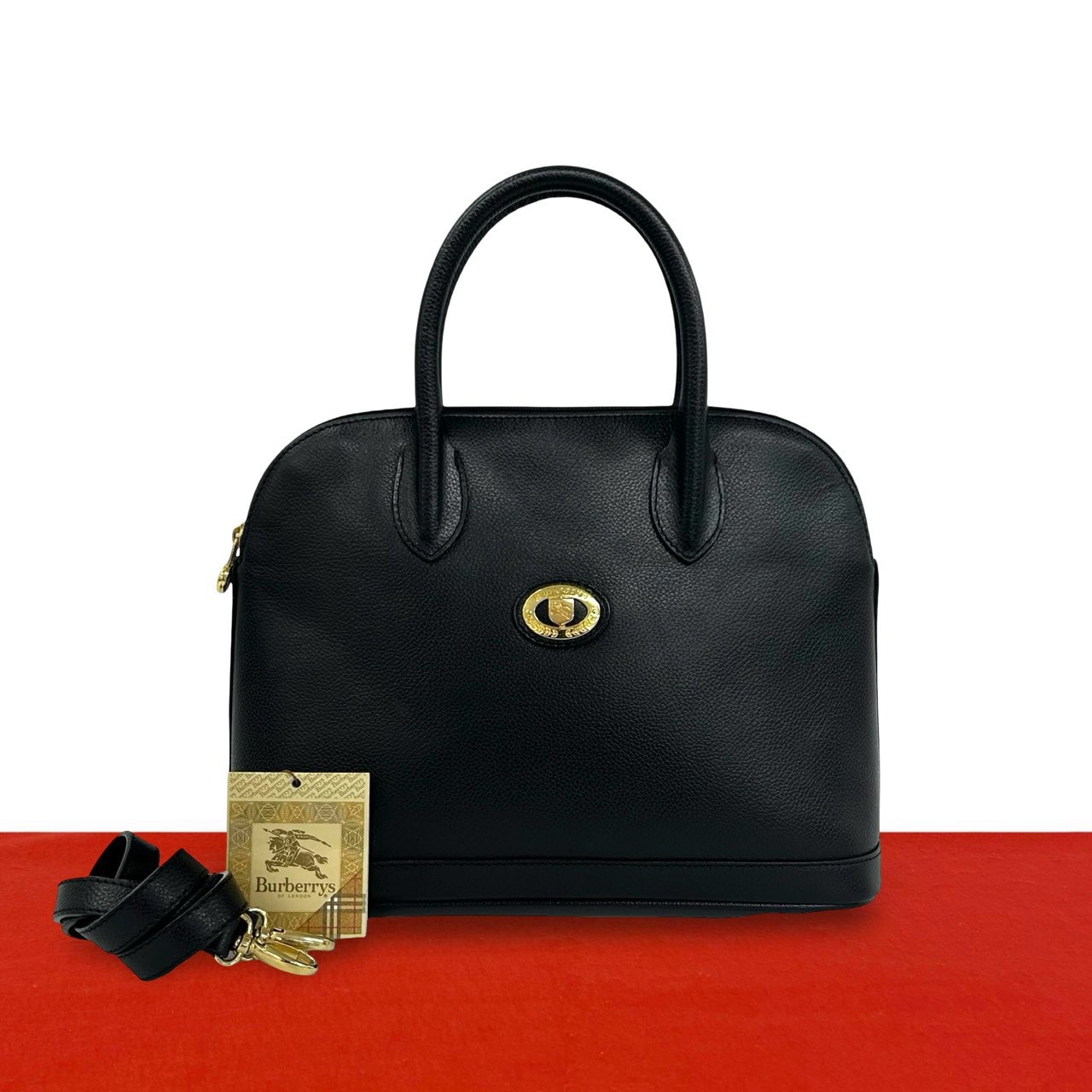 BURBERRY バーバリー シャドーホース ロゴ 金具 レザー ショルダーバッグ ブラック
43416