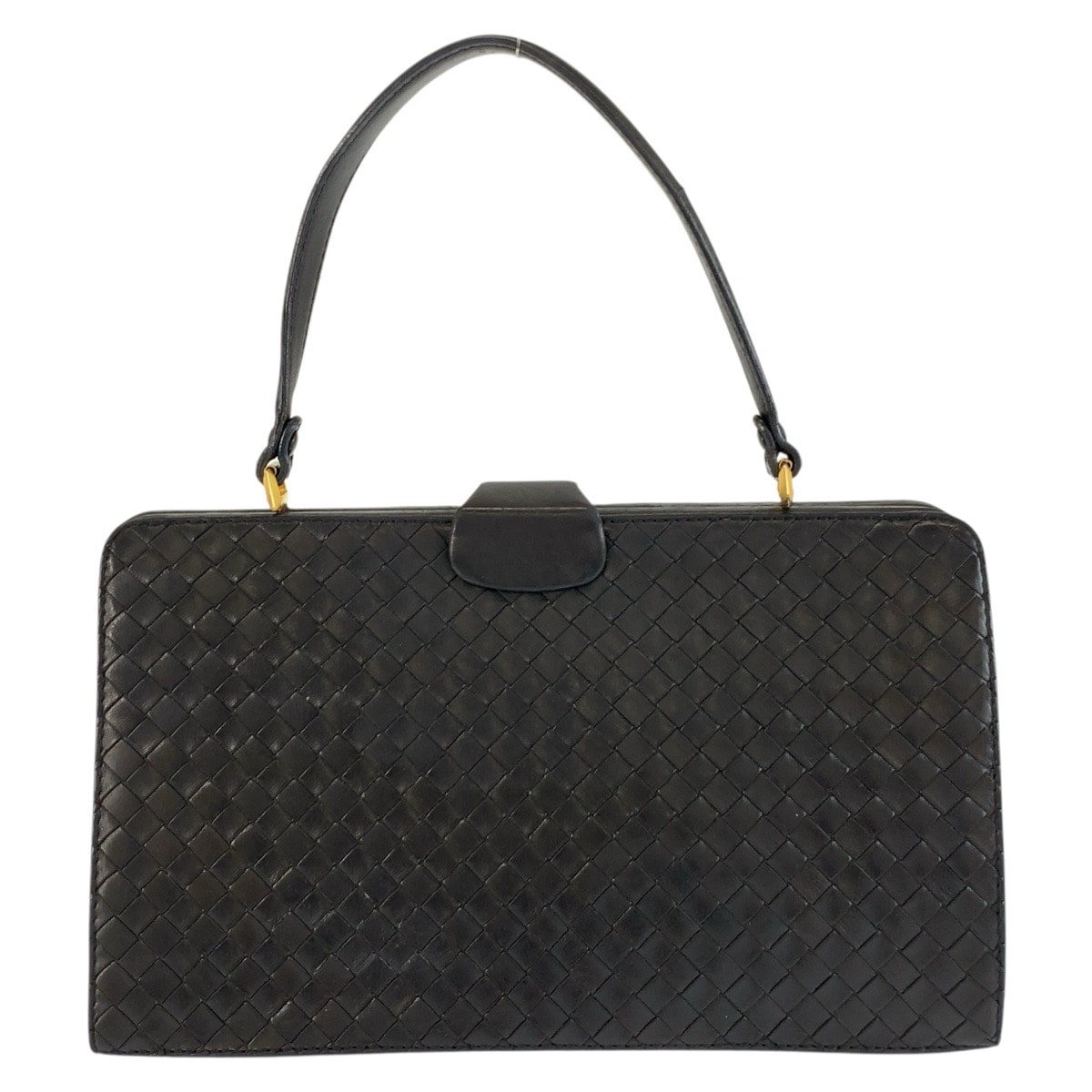 美品 BOTTEGAVENETA ボッテガヴェネタ ヴィンテージ イントレチャート ブラック 黒 ゴールド金具 レザー ハンドバッグ 603702 【中古】