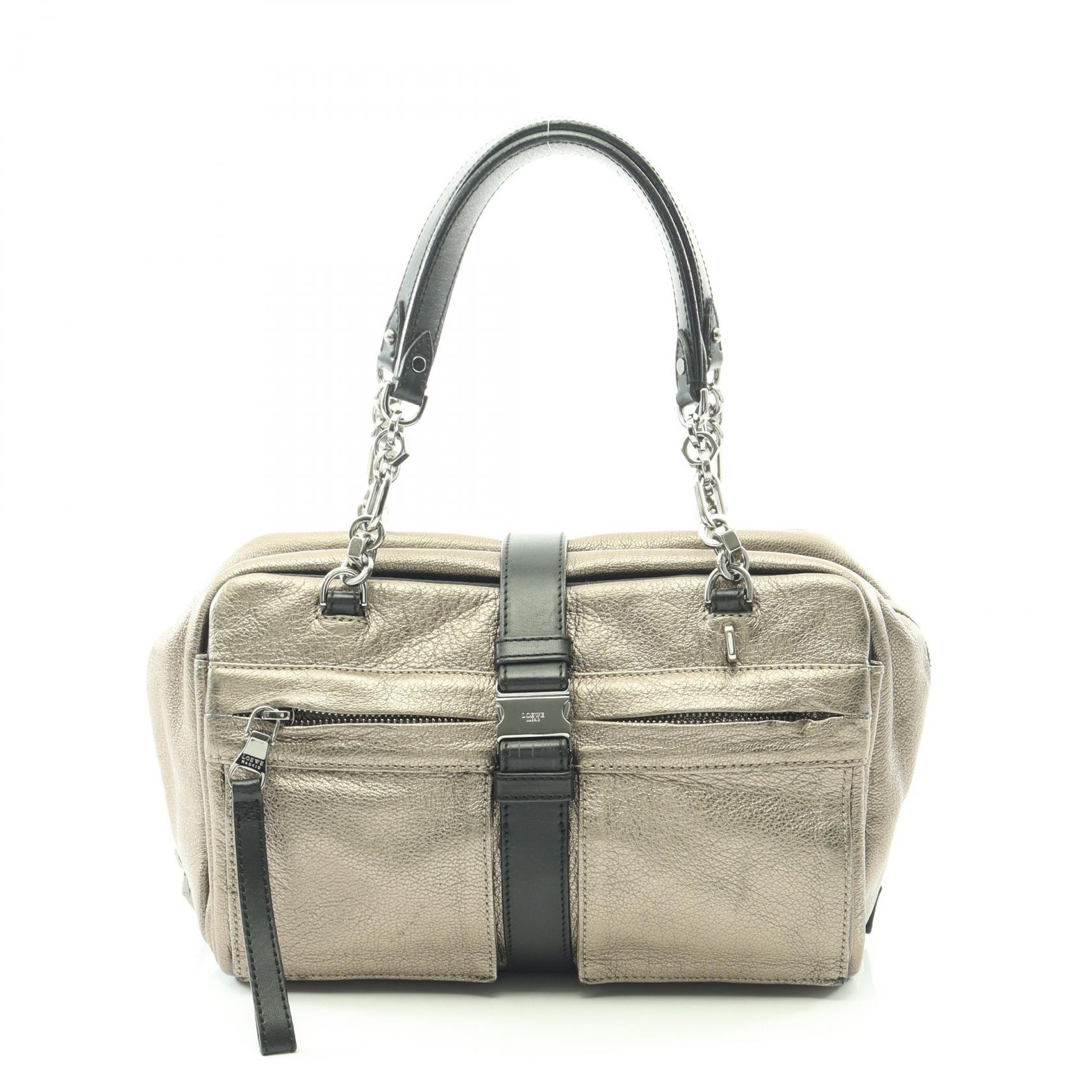 ロエベ LOEWE ローラ26 ハンドバッグ バッグ レザー レディース ゴールド系 / ブラック系 【中古】