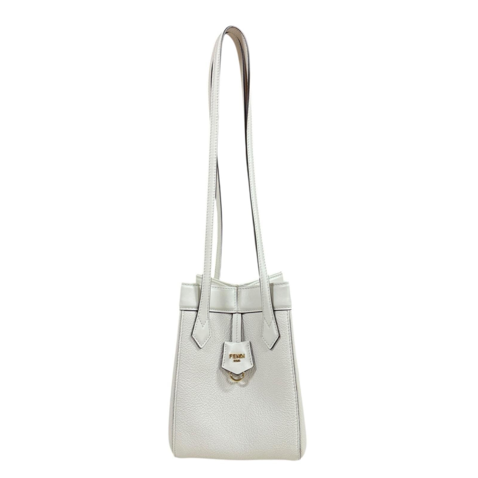 フェンディ オリガミ ミニ ショルダーバッグ レザー 8BS083 ホワイト レディース FENDI  中古